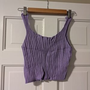 Ribbed Tank Crop Top - Lavender Purple
